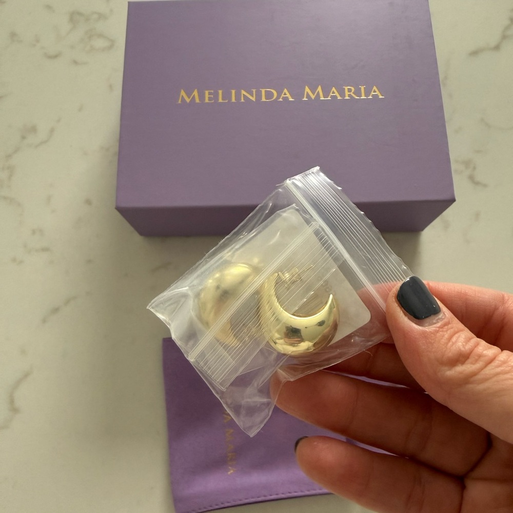 Melinda Maria “She’s So Smooth” Teardrop Hoops - Picture 2 of 7
